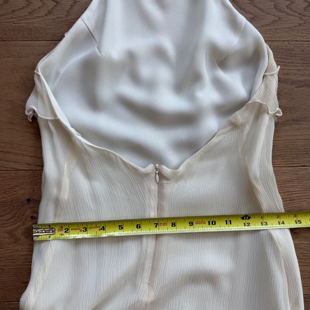 Hartnell Silk Cream Halter Maxi Ruffle Tiered Handkerchief Hem Cream White - Picture 4 of 7